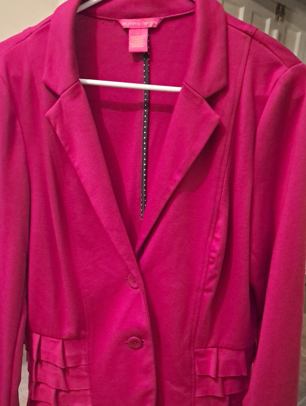 Sunny Leigh Fuchsia Tailored Blazer with Pleated Hip Detail